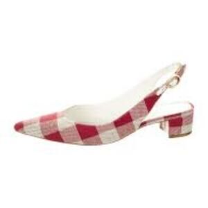 MANSUR GAVRIELD PRINTED RED WHITE SLINGBACK WOMEN PUMPS SIZE 40  OR 10